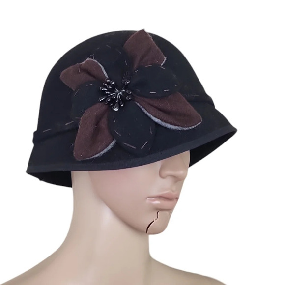 SCALA Collezione 100% Wool Ladies BLACK Bucket Hat - Picture 1 of 6